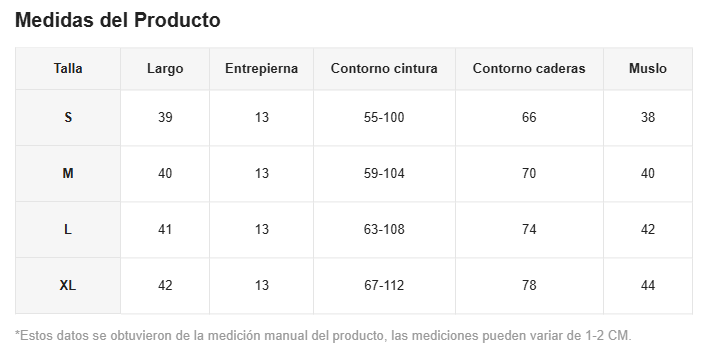 guia de tallas